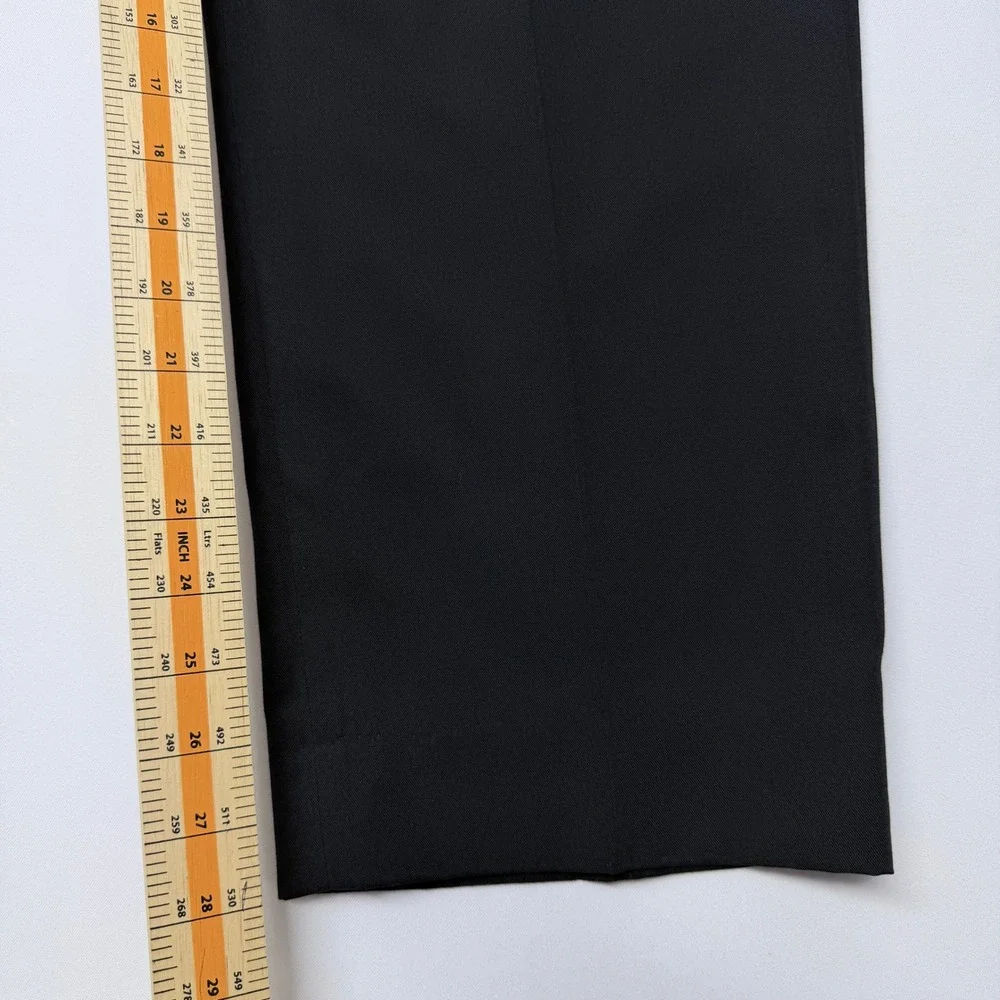 Mens Black Flat Front Dress Pants Straight Leg Trousers 40 x 30